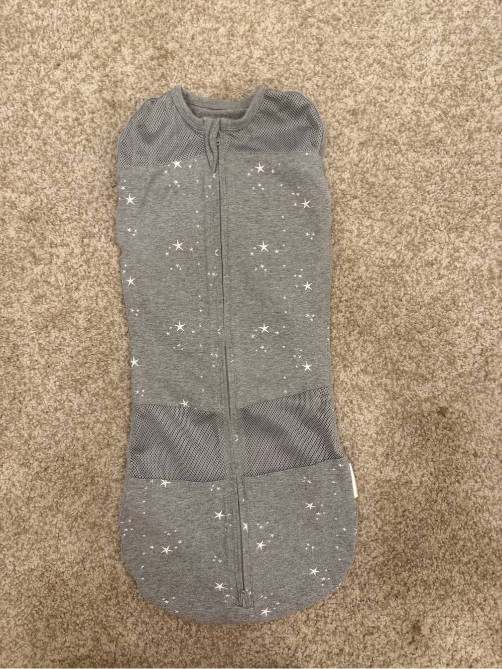 Grey Star-Print Baby Sleep Sack with Front Zip